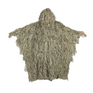 mobukjuu outdoor hunting ghillie suit ghillie clothes top men camouflage hunting ghillie suit outdoor jungle hunting cloak poncho (desert sand)