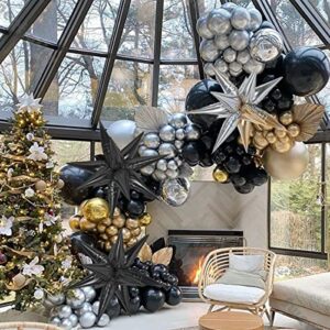 COVANNI Black Star Balloons Metallic 50 Pieces, Big 26 Inch Black Explosion Star Foil Balloons, Starburst Balloons Spike Balloons 12 Point Black Star Cone Balloons for Wedding Baby Shower Photo Props