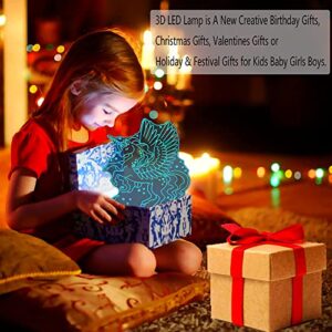 Pinkie Pie Unicorn Gifts Night Light for Kids 1-12 Year Unicorn Gifts for Girls 3D LED Lamp, with Remote & Smart Touch 7 Colors LED Night Lamps for Kids Best for Bedrooms Birthday Easter Xmas Gift