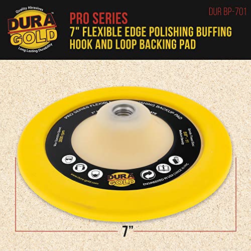 Dura-Gold Pro Series 7" Flexible Edge Polishing Buffing Hook and Loop Backing Pad, 5/8" - 11 Threads - Universal Rotary Polisher Buffer Backup Pad - Attach Foam Wool Buff Pads Automotive Car Detailing