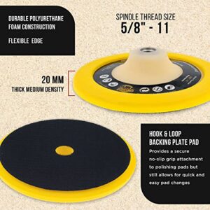 Dura-Gold Pro Series 7" Flexible Edge Polishing Buffing Hook and Loop Backing Pad, 5/8" - 11 Threads - Universal Rotary Polisher Buffer Backup Pad - Attach Foam Wool Buff Pads Automotive Car Detailing