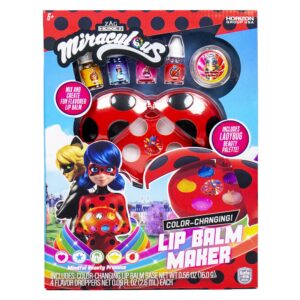 miraculous color-changing lip balm maker, make your own ladybug lip gloss kit, travel-friendly lip balm palette great for miraculous parties & group activities, perfect for kids ages 6, 7, 8, 9, 10