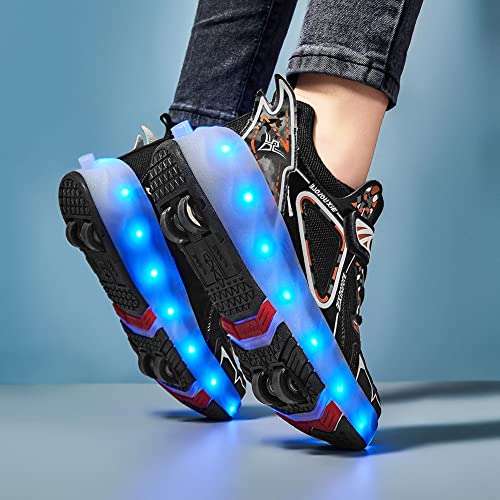 CEIEOE Kids Roller Skates Sneaker with 4 Wheels Colorful LED Sport Shoes Can Charge for Beginner Best Gift More Balanced