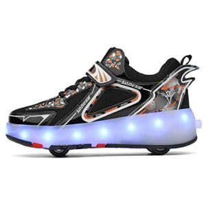 CEIEOE Kids Roller Skates Sneaker with 4 Wheels Colorful LED Sport Shoes Can Charge for Beginner Best Gift More Balanced