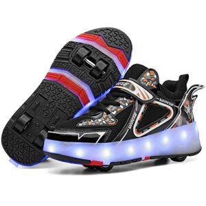 CEIEOE Kids Roller Skates Sneaker with 4 Wheels Colorful LED Sport Shoes Can Charge for Beginner Best Gift More Balanced