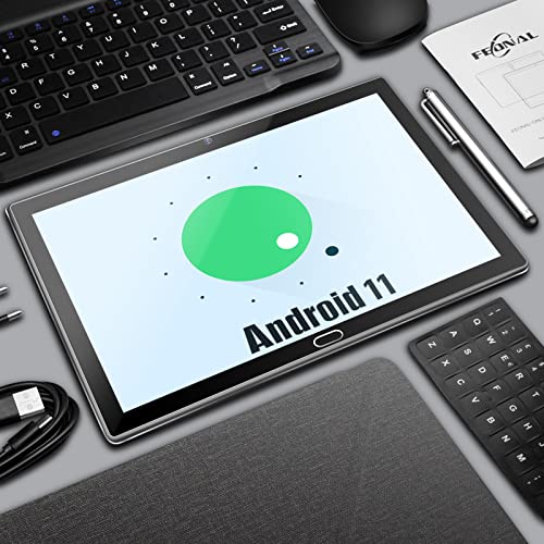 Android 11 Tablet, 2 in 1 Tablet 10.1 inch, 4G Cellular Tablet with Keyboard, Octa-Core, 64GB Storage, 4GB RAM, Mouse, Stylus, Case, Support Dual Sim Card, 13MP Camera, WiFi, Bluetooth, GPS (Gray)