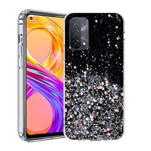 compatible with realme 7 pro case clear glitter sparkly phone case shockproof realme 7 pro cases silicone cute slim protective case (realme 7 pro, black)