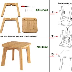 PELYN Bamboo Wooden Step Stool Small Step Stools for Adults and Kids, Holds Up to 300lbs, Great for Kitchen Bathroom Bedroom