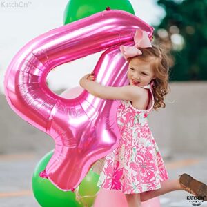 KatchOn, Hot Pink 4 Balloon Number - 40 Inch | Hot Pink 4 Birthday Balloon | 4 Year Old Birthday Decorations | Number 4 Balloons for 4th Birthday Balloons | Pink Four Balloon for 4th Birthday Supplies