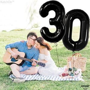 KatchOn, Black 30 Balloon Numbers Set - 40 Inch | Black 30 Birthday Balloons for 30th Birthday Decorations for Women and Men | Black 30th Birthday Balloons for Happy 30th Birthday Decorations for Him
