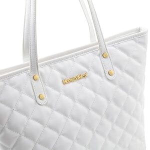 Montana West Quilted Handbag for Women Leather Tote Shoulder Bag Large Fashion Satchel Hobo Purse MWC-084WT