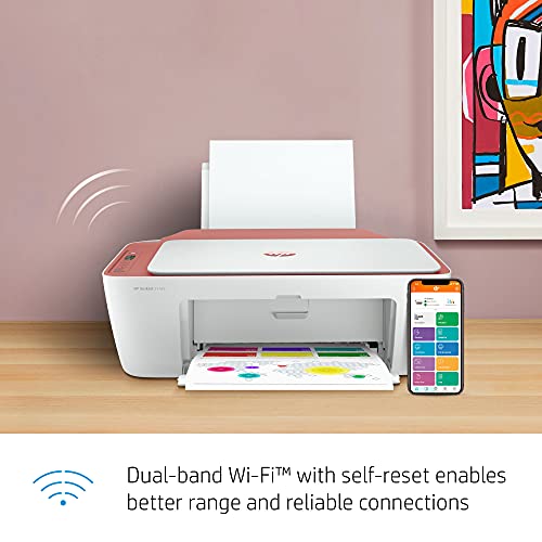 HP DeskJet 2742 Series All-in-One Color Inkjet Printer I Print Copy Scan I Wireless USB Connectivity I Mobile Printing I Up to 4800 x 1200 DPI Up to 7 ISO PPM I Cinnamon + Printer Cable