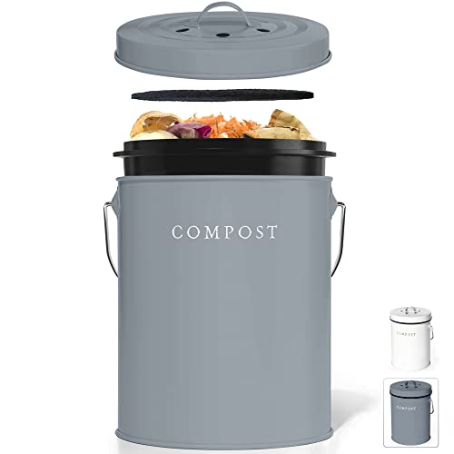 Compost Bin Kitchen Counter, Kitchen Compost Bin, Countertop Compost Bin with Lid, Compost Bucket for Kitchen, Indoor Compost Bin, Food Waste Bin for Kitchen, Food Scrap Bin, Composting Bin Kitchen