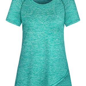 Kimmery Womens Workout Tops for Women Short Sleeve Shirts for Women Summer Tops for Women 2023 Yoga Tops Athletic Tops Light Green Shirt L