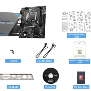 MSI PRO H610M-G DDR4 DDR4 Motherboard (mATX, 12th Gen Intel Core, LGA 1700 Socket, DDR4, PCIe 4, 2.5G LAN, M.2 Slots, USB 3.2)