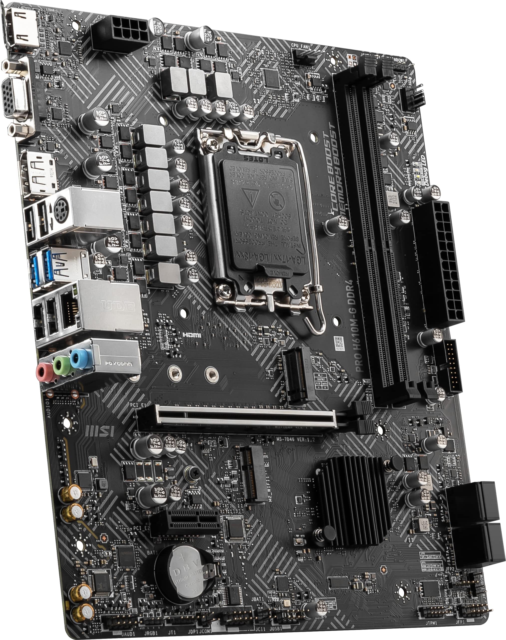 MSI PRO H610M-G DDR4 DDR4 Motherboard (mATX, 12th Gen Intel Core, LGA 1700 Socket, DDR4, PCIe 4, 2.5G LAN, M.2 Slots, USB 3.2)