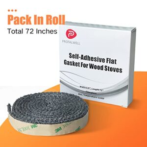 Flat Gasket Tape for Stoves and Fireplaces, Self Adhesive Flat Gasket, 5/8"x1/8" Length 72" Wood Stove Flat Gasket Tape