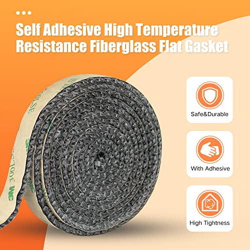 Flat Gasket Tape for Stoves and Fireplaces, Self Adhesive Flat Gasket, 5/8"x1/8" Length 72" Wood Stove Flat Gasket Tape