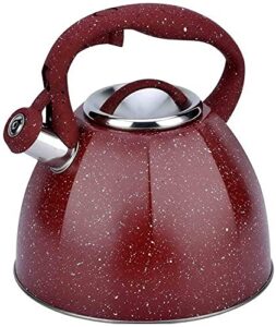 chihen whistling tea kettle tea pots 4 liters stainless steel kettle, ergonomic handle, whistling teapot for home kitchen outdoor indoor chihen220107(color:red;size:4l)