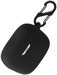 geiomoo silicone carrying case compatible with jbl tune 230nc tws, portable scratch shock resistant cover with carabiner (black)