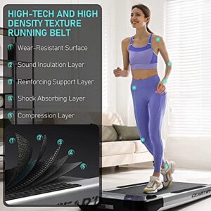 Under Desk Walking Pad, 300 lb Capacity, Installation-Free Electric Treadmills for Home, 12 Preset Programs Running Machine for Home