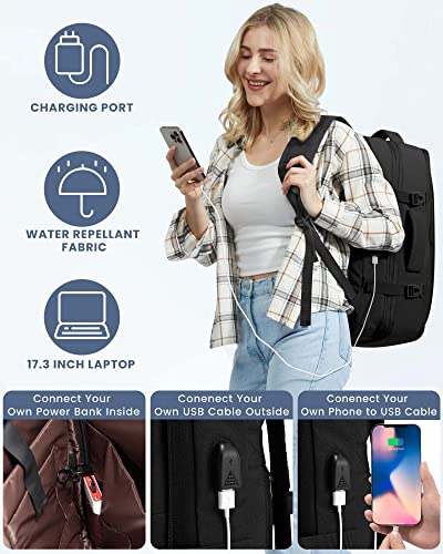 LOVEVOOK Carry on Backpack, Extra Large 35-50L Expandable Travel Backpack Airline Approved, Anti-Theft Waterproof Backpack for Travel, 18 Inch Laptop Backpack with USB Port for Men & Women