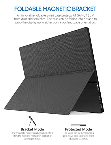 ARZOPA Portable Monitor, 14.0" Ultra Slim Portable Laptop Monitor FHD 1080P External Display with Dual Speakers Second Screen for Laptop PC Phone Xbox PS4/5 Switch-A1 GAMUT Slim