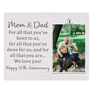 zennlab 50th wedding anniversary picture frame for mom and dad, gift for parents 50th anniversary keepsake, golden anniversary decorations for parent from daughter