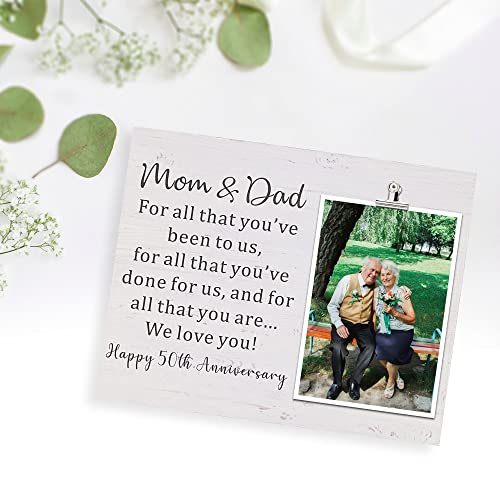 ZENNLAB 50th Wedding Anniversary Picture Frame for Mom and Dad, Gift for Parents 50th Anniversary Keepsake, Golden Anniversary Decorations for Parent from Daughter