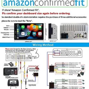 Double Din Car Stereo Compatible with Apple Carplay&Android Auto, 7inch Full HD Capacitive Touchscreen Car Stereo Double Din Radio with Bluetooth, Camera, Mirror Link, FM Radio, 2 USB/TF/AUX/Subwoofer