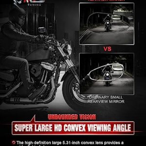 MZS Motorcycle Mirrors, Universal 8MM 10MM Bolts Handlebar Rear View Side mirror Black Compatible with Touring Cruiser Spostster Bobber Chopper Cafe Racer Tracker Street Naked Road Bike