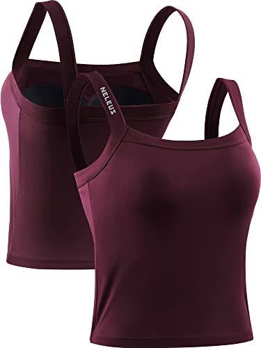 NELEUS Women's 3 Pack Compression Athletic Tank Top with Bra,8088,Black/Grey/red,Medium