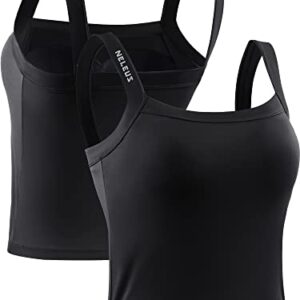 NELEUS Women's 3 Pack Compression Athletic Tank Top with Bra,8088,Black/Grey/red,Medium