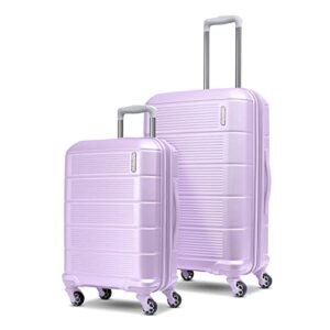 american tourister stratum 2.0 expandable hardside luggage with spinner wheels, 2pc set 20/24, lavender