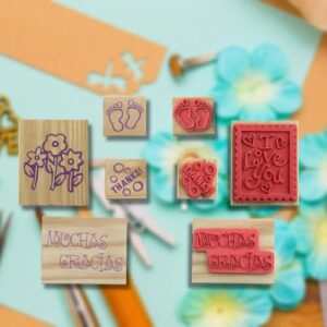 Back Bay Play 16 Pieces Decorative Wooden Rubber Stamp Set for DIY Card Making, Craft, Diary and Craft Scrapbooking