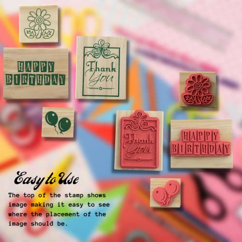 Back Bay Play 16 Pieces Decorative Wooden Rubber Stamp Set for DIY Card Making, Craft, Diary and Craft Scrapbooking