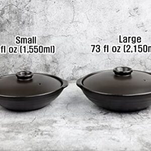 GREATUS Korean Dojagi J Pot/Korean Stone Pot with lid, Stone Bowl for Kimchi Budae Sundubu Stew(Small)