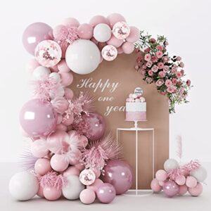 pink white balloons garland arch kit 104 pcs metallic pink gold confetti latex balloons for baby girl shower birthday wedding anniversary bachelorette party decorations
