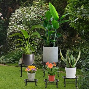 Tosnail 5 Pack Metal Plant Stands for Indoor and Outdoor Planters Stand Flower Pots Holder Beverage Dispenser Stand Pumpkin Short Stand for Floor and Tabletop Decoration - Assorted 5 Sizes