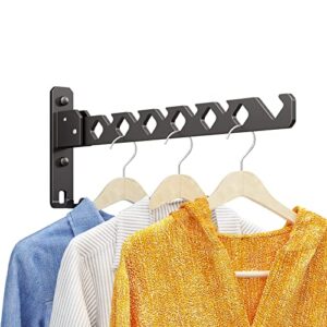 dancrul wall mounted drying rack clothing foldable for laundry room, clothes drying rack folding indoor, matte black