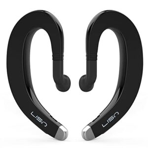 lisn ear-hook bluetooth headphones, true wireless open ear bluetooth headsets with mic, ultra-light painless bluetooth earpieces 8-10 hrs playtime for cell phone (tws-black)