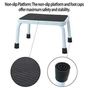 Sattiyrch 9.5" Step Stool with Anti-Skid Rubber Platform,Metal Medical Foot Stool for Elderly,Senior,Easy to Assemble Heavy Duty Step Stool White