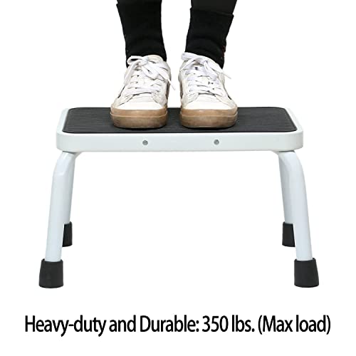 Sattiyrch 9.5" Step Stool with Anti-Skid Rubber Platform,Metal Medical Foot Stool for Elderly,Senior,Easy to Assemble Heavy Duty Step Stool White