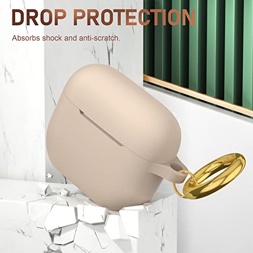 GMUDA for AirPods 3 Case, Protective Silicone Cover with Keychain, Compatible with AirPods 3rd Generation Case(2021), Front LED Visible (Tan)