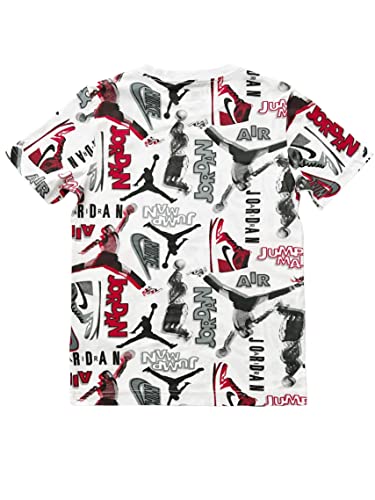 Jordan Boy's Throwback All Over Print Short Sleeve Tee (Big Kids) White/Black LG (14-16 Big Kid)