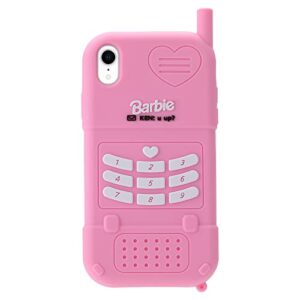 filaco pink silicon case compatible with iphone xr 6.1inch, 3d cute pink retro phone case, soft protective cover for women girls
