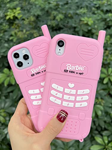 Filaco Pink Silicon Case Compatible with iPhone XR 6.1inch, 3D Cute Pink Retro Phone Case, Soft Protective Cover for Women Girls