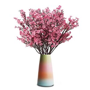 eooleow artificial flowers cherry blossom decor - 8 pcs 19.7 inch fake silk flowers (not include vase), faux flowers bouquet for home decor indoor (pink)