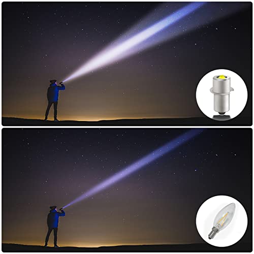 BAULBOUGH LED Flashlight Replacement Bulb, 4V-24V and 3W 247LM and PR2 P13.5S Maglight Led Conversion Kit, 6000K Bright White Super Bright Long Lasting, Ryobi Milwaukee Craftsman Lamp 2 Pack