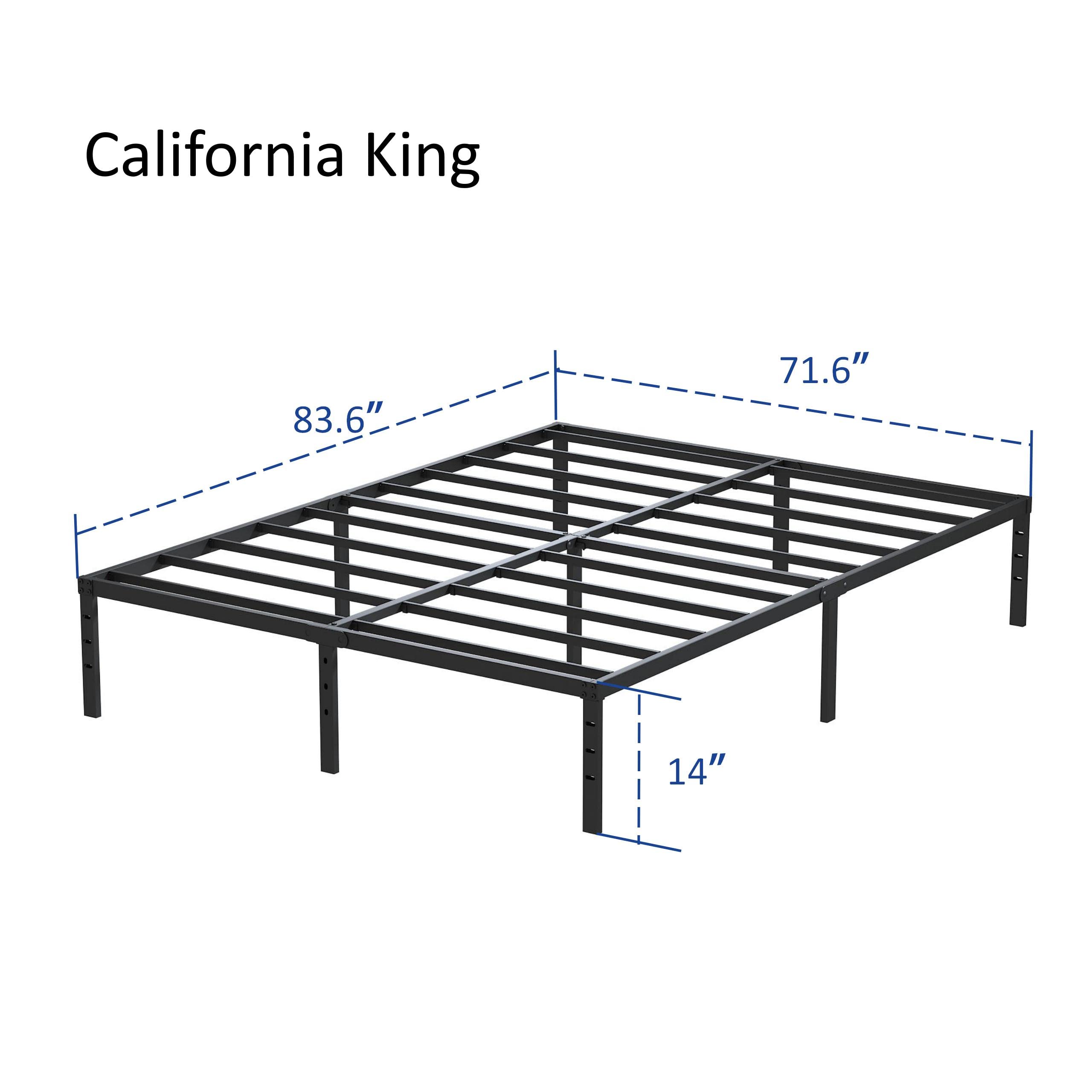 Maenizi California King Bed Frames No Box Spring Needed, 14 Inch Heavy Duty Metal Platform Support Up to 3000 lbs with Steel Slat, Easy Assembly, Noise Free, Black